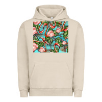 Pigment French Oak flamingos with leaves Urban Hoodie - BarkalooDesign