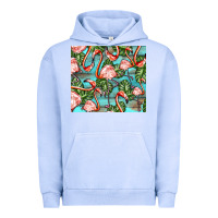 Pigment Grape Ice flamingos with leaves Urban Hoodie - BarkalooDesign