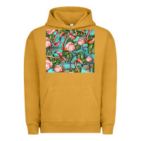 Pigment Peanut Butter flamingos with leaves Urban Hoodie - BarkalooDesign