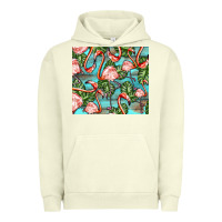 Pigment Pistachio flamingos with leaves Urban Hoodie - BarkalooDesign