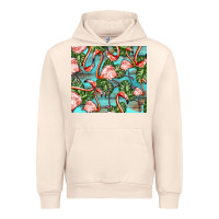 Sandshell flamingos with leaves Urban Hoodie - BarkalooDesign