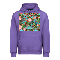 Tulip flamingos with leaves Urban Hoodie - BarkalooDesign