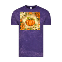 Cloud Purple Fall Pumpkins with Flowers Vintage Tee - texasbilliewilder