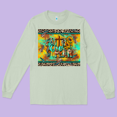 Faith Over Fear Long Sleeve Tee Designed By Cowgirlartshop