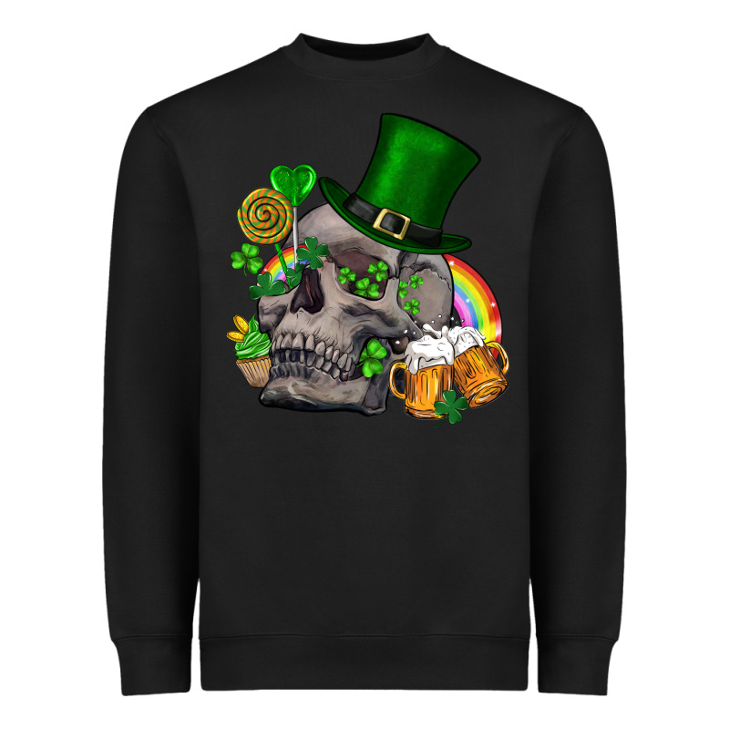 St Patrick's Day Boho Skull Heavyweight Sweatshirt by FaDigitalArtStudio | Teevron