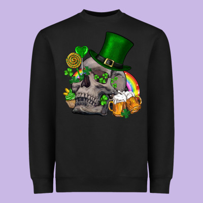 St Patrick's Day Boho Skull Heavyweight Sweatshirt Designed By Fadigitalartstudio