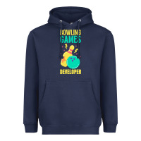 Navy Bowling Games Developer Heavyweight Hoodie - lanVoArt