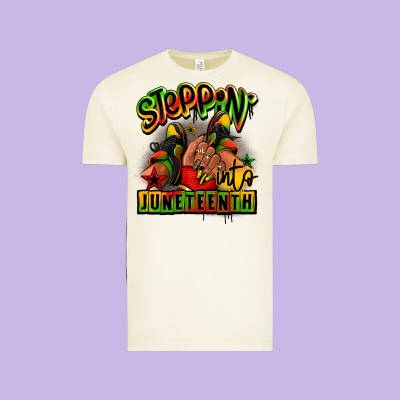 Steppin' Into Juneteenth Black Girl Sneakers Vintage Tee Designed By Ranaportraitstore