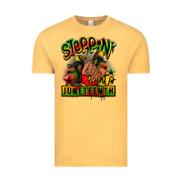 Vintage Mustard Steppin' into Juneteenth black girl sneakers Vintage Tee - RanaPortraitStore