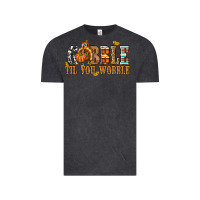 Vintage Black Gobble Til You Wobble with Turkey Vintage Tee - texasbilliewilder