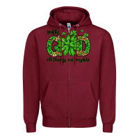 Burgundy With god all things are possible St. Patrick's Day Zipper Hoodie - LillyAllenDesigns
