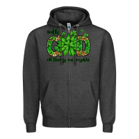 Charcoal Heather With god all things are possible St. Patrick's Day Zipper Hoodie - LillyAllenDesigns