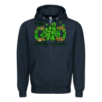Navy With god all things are possible St. Patrick's Day Zipper Hoodie - LillyAllenDesigns