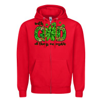 Red With god all things are possible St. Patrick's Day Zipper Hoodie - LillyAllenDesigns