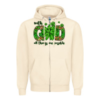 Sandshell With god all things are possible St. Patrick's Day Zipper Hoodie - LillyAllenDesigns