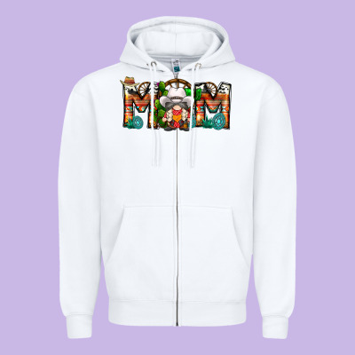 Mom Cowboy Gnome Zipper Hoodie Designed By Cowhidedigitalart