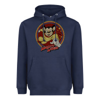Navy distressed mighty Heavyweight Hoodie - lanVoArt