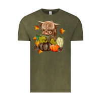 Vintage Olive Heifer with Pumpkins Vintage Tee - texasbilliewilder