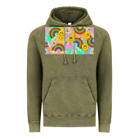 Vintage Olive smile faces and rainbow and daisys Vintage Hoodie - TumblerDesignByShophia