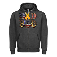 Charcoal Heather American Flag Dad Bod Zipper Hoodie - LillyAllenDesigns