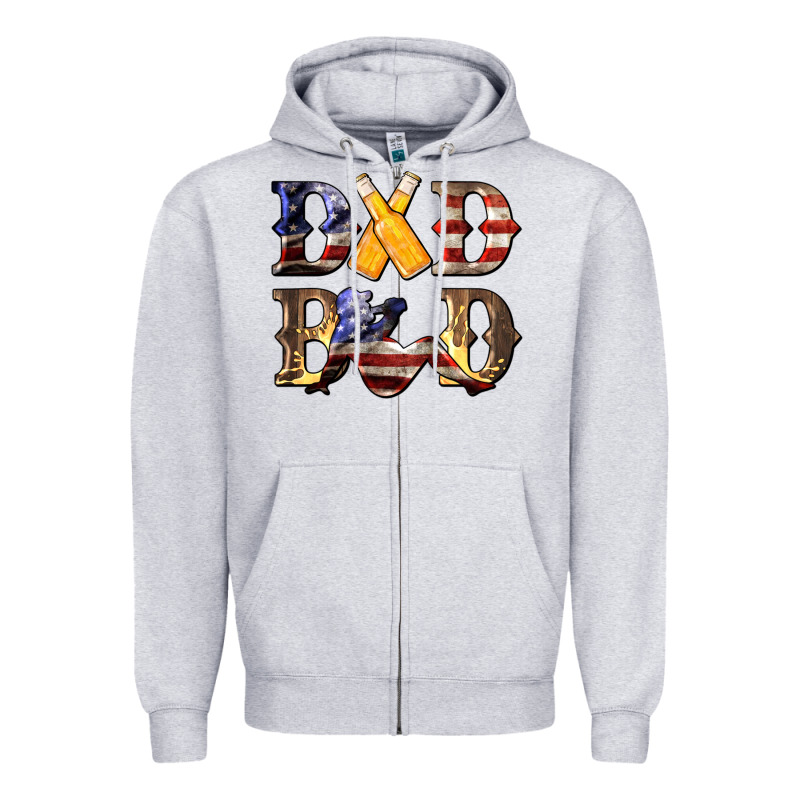 American Flag Dad Bod Zipper Hoodie by LillyAllenDesigns | Teevron
