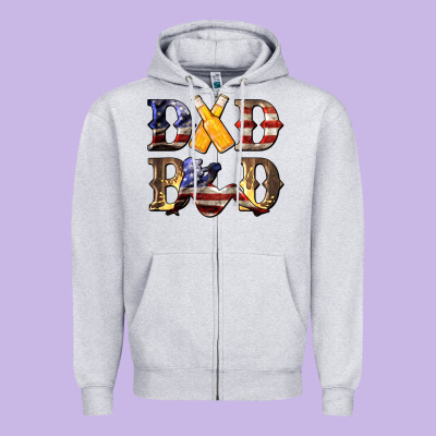 American Flag Dad Bod Zipper Hoodie Designed By Lillyallendesigns