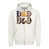 Oatmeal Heather American Flag Dad Bod Zipper Hoodie - LillyAllenDesigns
