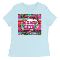 Baby Blue mama cita cactus serape Ladies Tee - LillyAllenDesigns