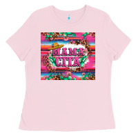 Bubblegum Pink mama cita cactus serape Ladies Tee - LillyAllenDesigns