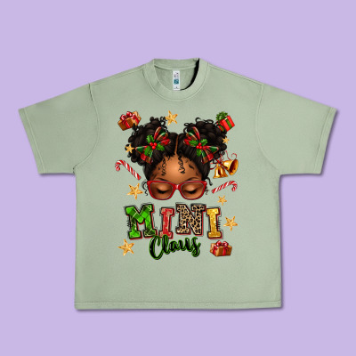 Mini Claus Messy Bun Urban Heavy Tee Designed By Texasbilliewilder