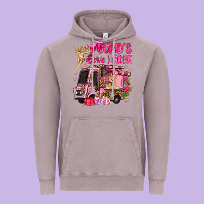 Cupid's Love Lodge With Truck Valentine's Day Vintage Hoodie Designed By Howdyjamesfarm