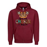 Burgundy You Are Chosen Religious Zipper Hoodie - LillyAllenDesigns