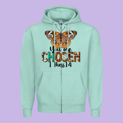 You Are Chosen Religious Zipper Hoodie Designed By Lillyallendesigns