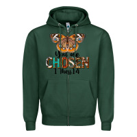 Sports Green You Are Chosen Religious Zipper Hoodie - LillyAllenDesigns