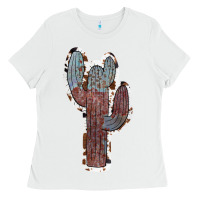 White Cowhide Old Cactus Ladies Tee - RanaPortraitStore