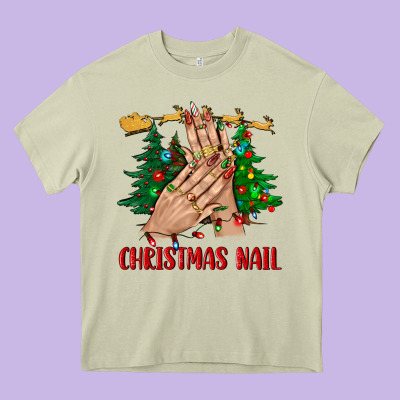 Christmas Nail Bbs Heavy Core Tee Designed By Bundleandbundleshop