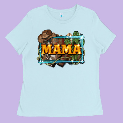 Mama Cowboy Western Font Cactuslove Mom Ladies Tee Designed By Lillyallendesigns
