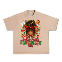 Santas Favorite Pharmacy Tech Afro Messy Bun Urban Heavy Tee | Teevron