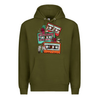 Army Green cassette floral gemstone Premium Hoodie - FaDigitalArtStudio