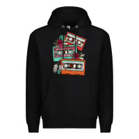 Black cassette floral gemstone Premium Hoodie - FaDigitalArtStudio