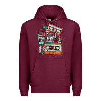 Burgundy cassette floral gemstone Premium Hoodie - FaDigitalArtStudio