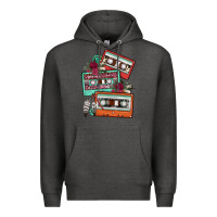 Charcoal Heather cassette floral gemstone Premium Hoodie - FaDigitalArtStudio