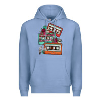 Colony Blue cassette floral gemstone Premium Hoodie - FaDigitalArtStudio