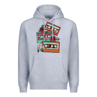 Heather Grey cassette floral gemstone Premium Hoodie - FaDigitalArtStudio