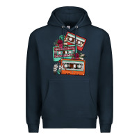 Navy cassette floral gemstone Premium Hoodie - FaDigitalArtStudio