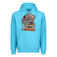 Ocean Blue cassette floral gemstone Premium Hoodie - FaDigitalArtStudio
