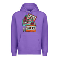 Purple cassette floral gemstone Premium Hoodie - FaDigitalArtStudio