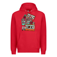 Red cassette floral gemstone Premium Hoodie - FaDigitalArtStudio