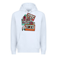 White cassette floral gemstone Premium Hoodie - FaDigitalArtStudio
