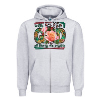 Heather Grey With god all things are possible leopard frame Zipper Hoodie - LillyAllenDesigns